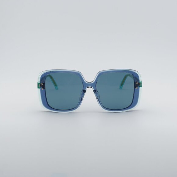 Dior DIORHIGHLIGHT S3F 30B0 Sunglasses Shiny Blue Square Frame, Blue Grey Lenses main image 8